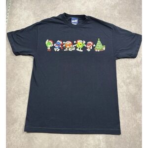 Vintage M&M's Shirt Mens Large Navy Christmas  Holiday Candy Tee Santa Claus 90s